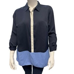 TALBOT'S 1X Dressy Tunic Top Button Front Work Wear Chiffon Blouse Career Office